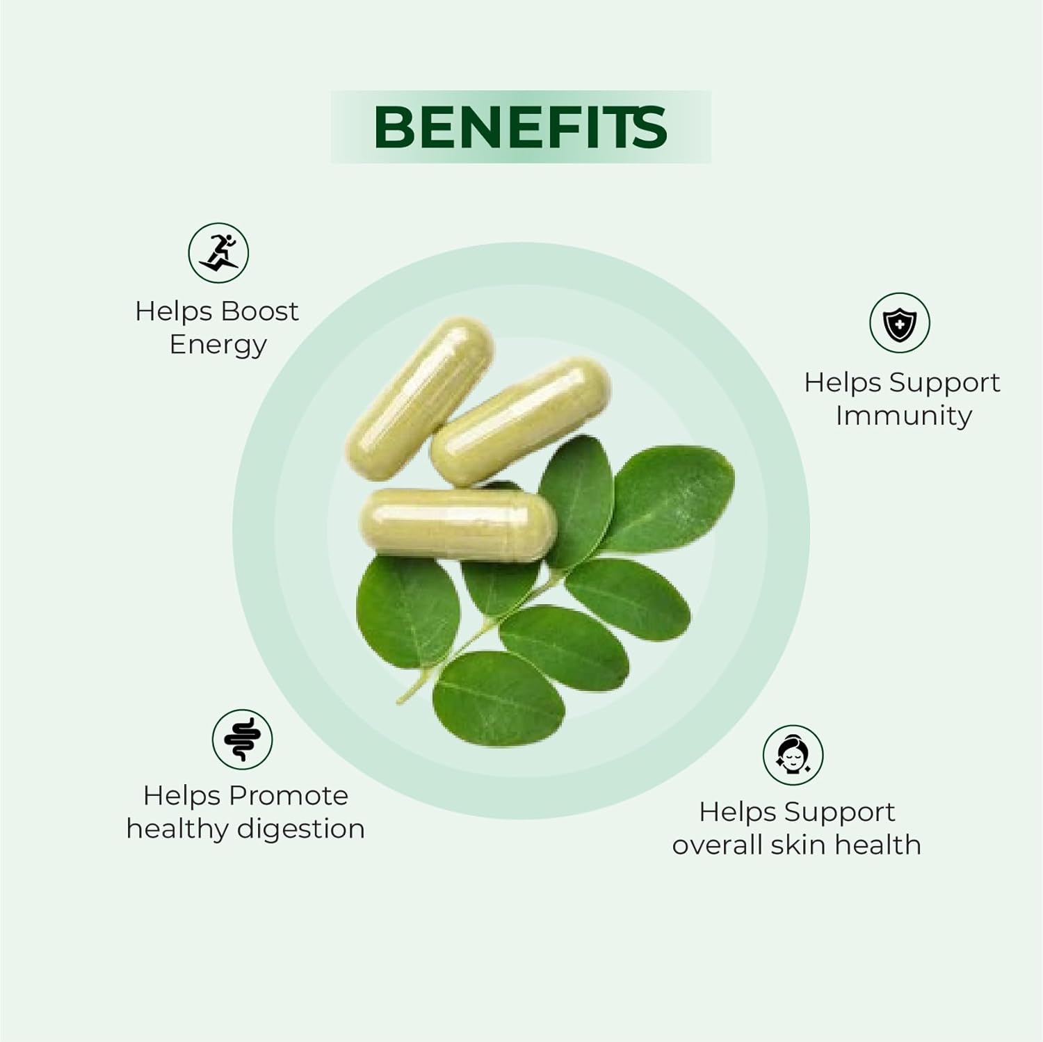 Pure Moringa Capsules 2400mg | High Strength Moringa Leaf | 120 Capsules