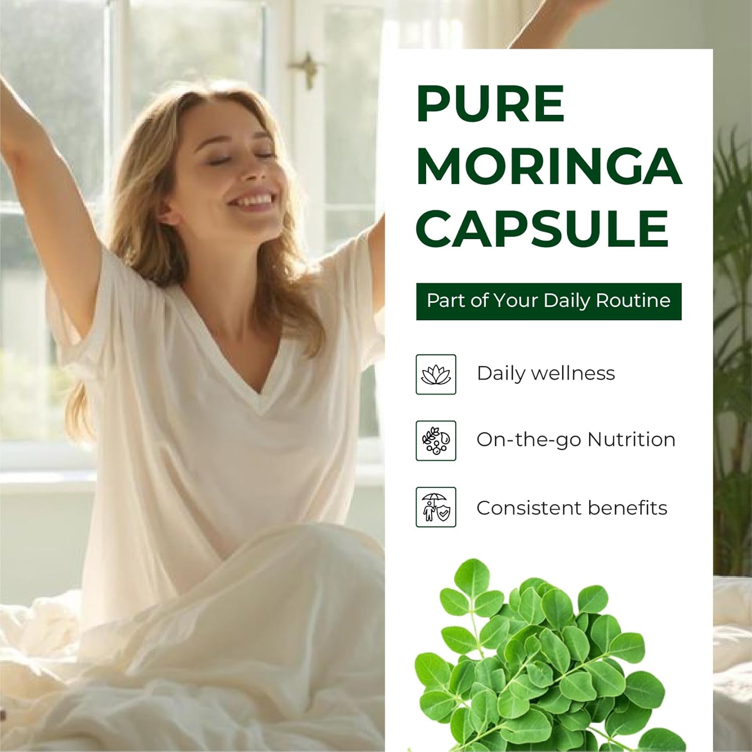 Pure Moringa Capsules 2400mg | High Strength Moringa Leaf | 120 Capsules